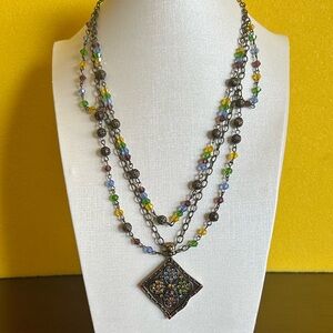 Multicolor Beaded Necklace with Pendant